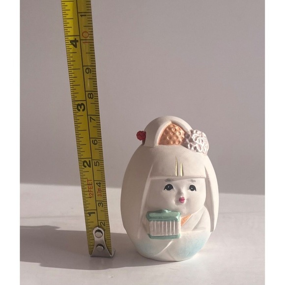 Vintage Hakata Ningyo Ornamental Bell Dorei Bell Ceramic Good Luck Geisha Label - Picture 5 of 5